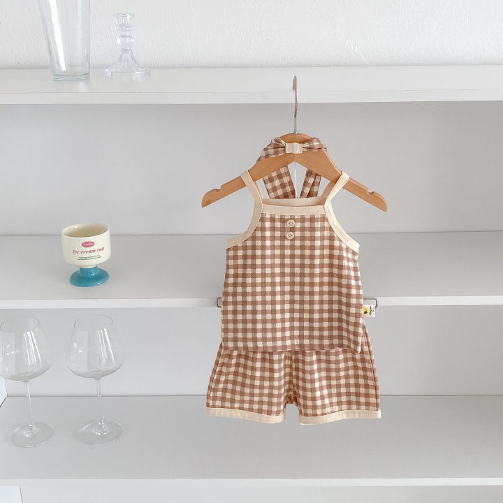 INS%20Summer%20Baby%20Halter%20Set%20for%20Boys%20and%20Girls%20-%20Checkered%20Cool%20T-Shirt%20+%20Short%20Pants%20for%20Casual%20Home%20Wear%20-%20Image%202