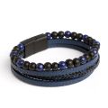 Men Leather Bracelet Classic Fashion Tiger Eye Beaded Multi Layer Leather Bracelet For Men Jewelry Gift. 