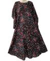 Printed round neck half zipper Abaya, Georgette Fabric, Umbrella Style, 54, length. 