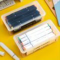 2pcs Large Capacity Transparent Plastic Pencil Boxes, Portable Tension Mount Storage Organizer for Oil Pastels, Crayons. 