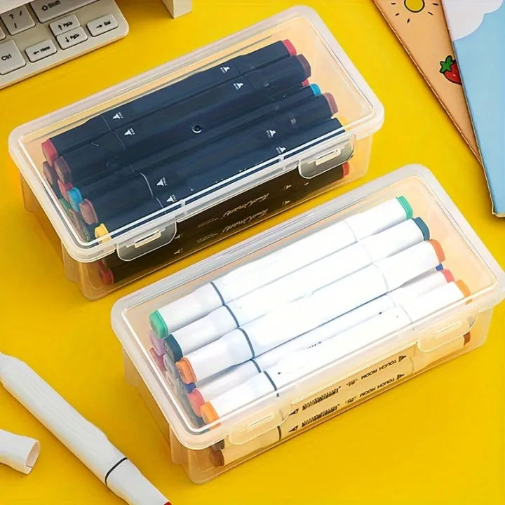 2pcs%20Large%20Capacity%20Transparent%20Plastic%20Pencil%20Boxes,%20Portable%20Tension%20Mount%20Storage%20Organizer%20for%20Oil%20Pastels,%20Crayons%20-%20Image%204