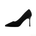 New Fashion women's shoes black high heels pointed suede pumps Elegant Shallow Mouth Etiquette Shoes Mujer Zapatos.