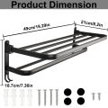 50CM Matte Black Folding Holder With Hook Towel Holder Wall Mount AluminumTowel Rack Bathroom shower rack Bathroom Accessories.
