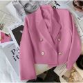 Fashion Short Women Blazers Elegant Female Suits Jacket Tops Casual   Solid Long Sleeve Office Lady Blazer Coat Spring Autumn. 