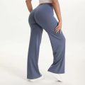 SoftMotion Straight Leg Bottoms Women's Mid-Waist Yoga Pants GYM Leggings Naked Feel Pilates Running Sports Trousers.