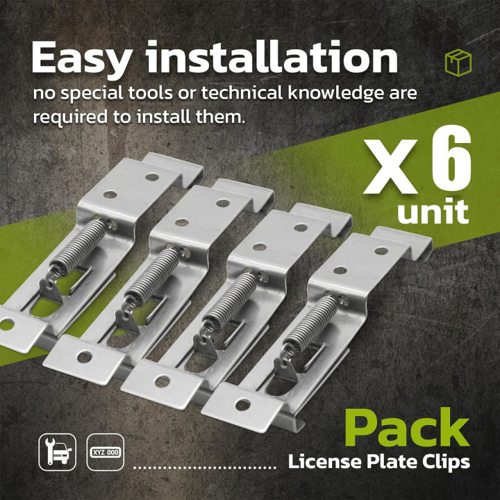 6%20PCS%20Rectangular%20Car%20License%20Plate%20Spring%20Loaded%20Stainless%20Steel%20Bracket%20Cars%20Frame%20Holder%20Clamps%20Trailer%20Number%20Plate%20Clips%20-%20Image%203