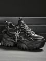 Women's Casual Vulcanized Shoes Black Platform High Heels Women's Halloween Punk Style Light Women's Sneakers.