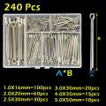150/240 Pcs Stainless Steel Cotter Pin Kit Split Pin Assortment Whistle U Pin Fixings Assorted Sizes M1 M1.5 M2 M2.5 M3 M4 M5. 