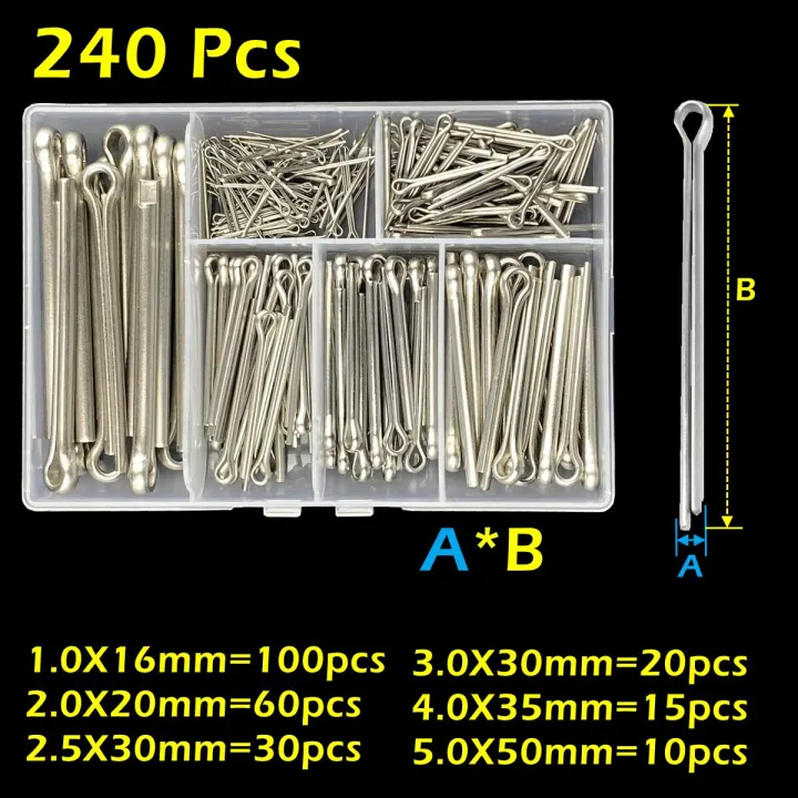 150/240%20Pcs%20Stainless%20Steel%20Cotter%20Pin%20Kit%20Split%20Pin%20Assortment%20Whistle%20U%20Pin%20Fixings%20Assorted%20Sizes%20M1%20M1.5%20M2%20M2.5%20M3%20M4%20M5%20-%20Image%204