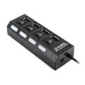 4-port USB Hub One To Four Splitter Hub Plug And Play With Independent Switch Small Socket Hub USB 4 Port Splitter For PC Laptop. 