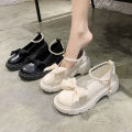 Fashion Mary Jane Shoes Women 2024 Spring/summer New Pearl Bow Single Shoe Chunky Heel Small Leather Shoes. 