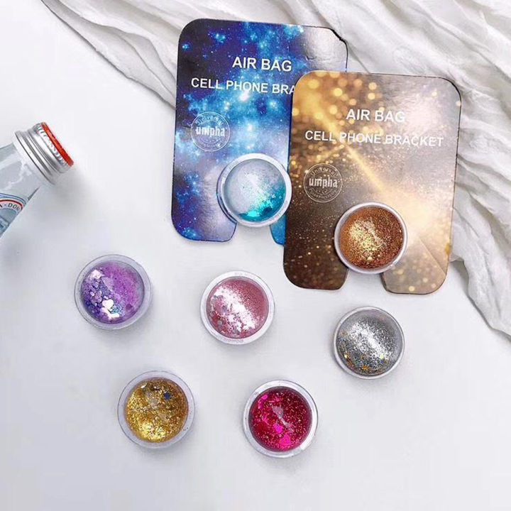 Water Glitter Pop Socket Phone Grip and Stand with Reusable Adhesive for Mobile and Tablet