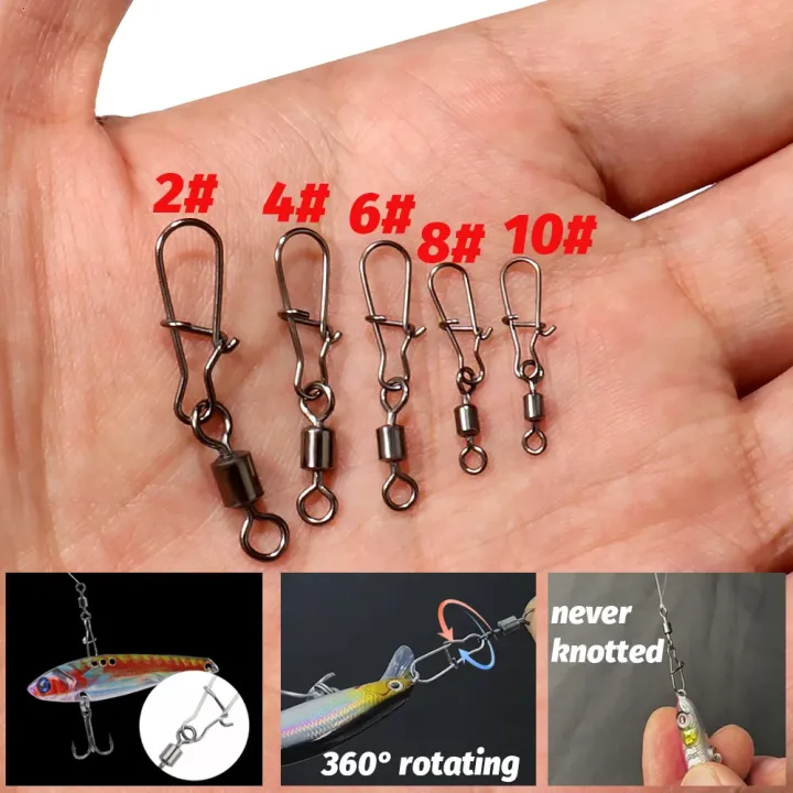 50pcs%20Swivel%20Snap%20Connector%20Pin%20Bearing%20Rolling%20360%20Rotate%20Ring%20Tackle%20Buckle%20Hook%20Lure%20Kit%20Wire%20Box%20Fishing%20Accessories%20-%20Image%205