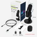 Haomuren USB Microphone for PC Mac Gaming Recording Stream Podcast, Computer Condenser Mic with Phone Adapter Headphone Output. 