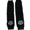 Punk Cross Pentacle Moon Pattern Long Fingerless Gloves Gothic Black Cuff Women Men Ninja Outdoor Cos Elbow Mittens Arm Warmers.