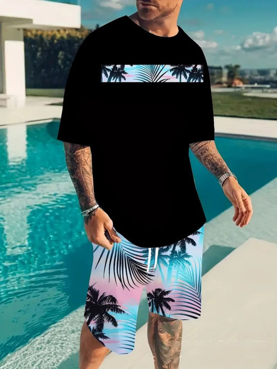 Hawaiian%20Beach%20Printed%20Summer%20Men's%20T-shirt%20Set%20Sportswear%20Men's%20Clothing%20Short%20Sleeve%20Shorts%20Set%20Men's%20T-shirt%20Set%20Lightweight%20-%20Image%202