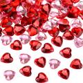 100PCS / 200PCS 12mm Hearts Crystals Red/Pink Glitter Flat Back Heart Rhinestone Sparkling Stones Acrylic Faux Diamonds.