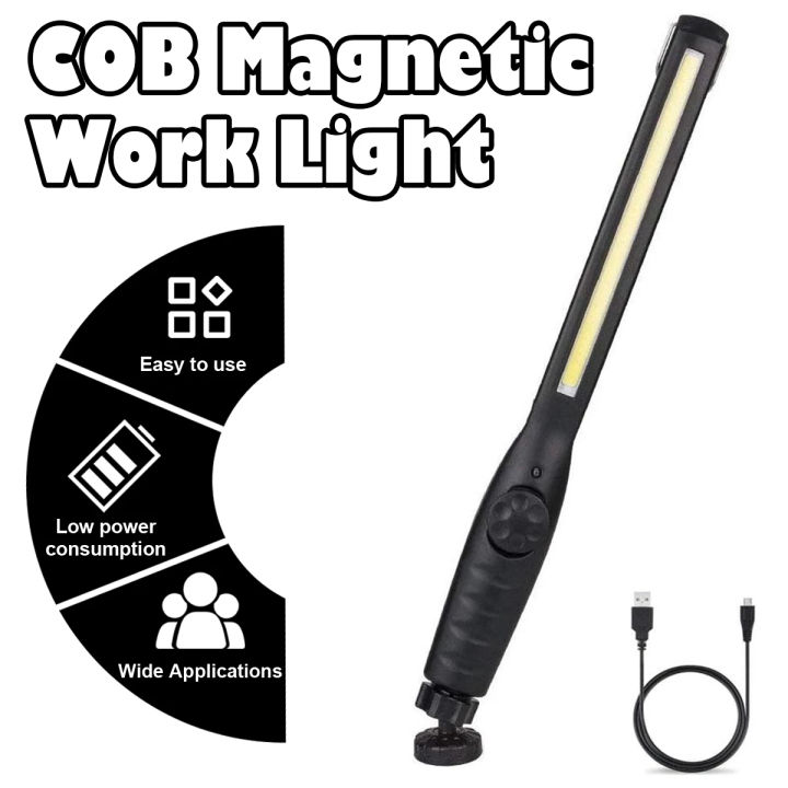 Portable COB Work Lights With Magnetic Rechargeable LED Flashlight Portable Stepless Dimming Emergency Car Repair Lamps