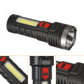 LED Flashlight + rechargeable cylindrical flashlight, 4 modes portable ABS flashlight for home outdoor travel camping fishing lamp. 