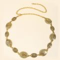 Retro style women's metal waist chain accessories Decorative circle carved chain belt high style accessories.