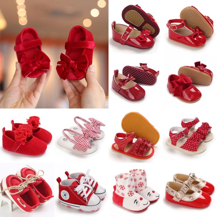 0-18 Months Red Girl Boy Newborn Baby  Cute Cartoon Cotton Shoes Soft Sole Toddler Infant Walking Shoes