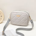 Women's Quilted Embroidered Crossbody Bag - Trendy Fashion in Tofu Leather, Available in Solid Colors..