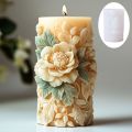 2025 3D Blooming Lily flower relief cylindrical candle silicone mold flower cylinder resin mould Blooming peony gypsum molds.