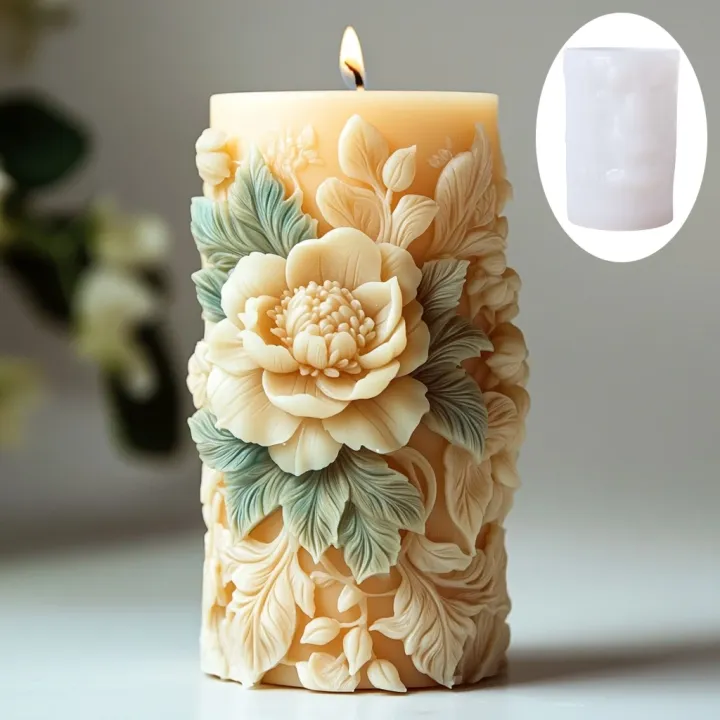 2025%203D%20Blooming%20Lily%20flower%20relief%20cylindrical%20candle%20silicone%20mold%20flower%20cylinder%20resin%20mould%20Blooming%20peony%20gypsum%20molds%20-%20Image%202