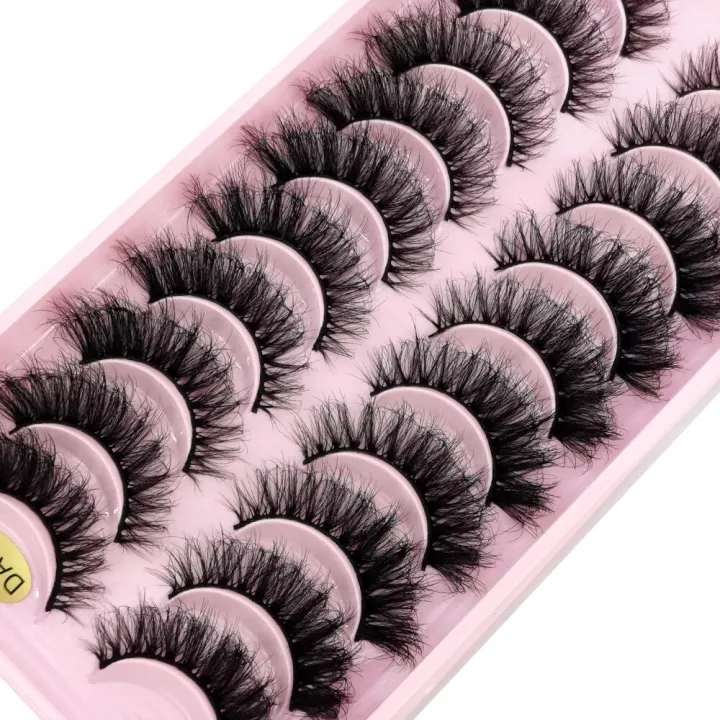 False%20Eyelashes%20Cat-Eye%20Fluffy%20Faux%20Mink%20Lashes%208D%20Wispy%20Lashes%2010%20Pairs%20Pack%20Dramatic%20Long%20Thick%20Volume%20Eyelashes%20-%20Image%203