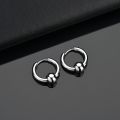2pcs Stainless Steel Hoop Earrings For Men Small Circle Metal Ball Anti-allergic Ear Buckle Rock Hip Hop Artificial Jewelry. 
