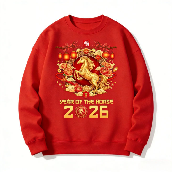 Chinese New Year Unisex Pullover 2026 Year of The Horse Sweatshirt Latest Trendy Style Fashion Streetwear Men Women Clothing