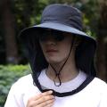 Foldable Mosquito Hat With Hidden Net Mesh Repellent Insect Bee Protection Casual Outdoor Sunscreen Fishing Cap Panama Hat.