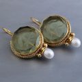 Elegant Vintage Geometric Pearl Pendant Drop Earrings Women Exquisite Hanging Piercing Earring Wed Bridal Jewelry .