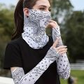 2PCS Sunscreen Set Breathable Cooling Arm Cover and Neck Scarf Cycling and Outdoor Special Ice Sleeve Hoodie.