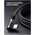 UGREEN 70643 USB-C 2.0 to Angled USB-C M/M Cable Aluminium Shell with Braided 1m (Black) US334.