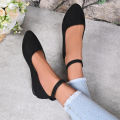 Women's Retro Mary Jane Shoes, Black Low-Top Square-Toe Ankle Strap Flats, Fashionable Retro Style, Comfortable Soft-Soled Ballet Flats, Suitable for Everyday Wear, Spring and Autumn Seasons.