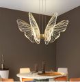 Rgb 7 Colors Butterfly Design 8-Light LED Living Room Light Fixture, Dimmable LED Semi Flush Mount Ceiling Light with Remote Control, Adjustable Height Pendant Lights with Acrylic, Chandeliers for Dining Room. 