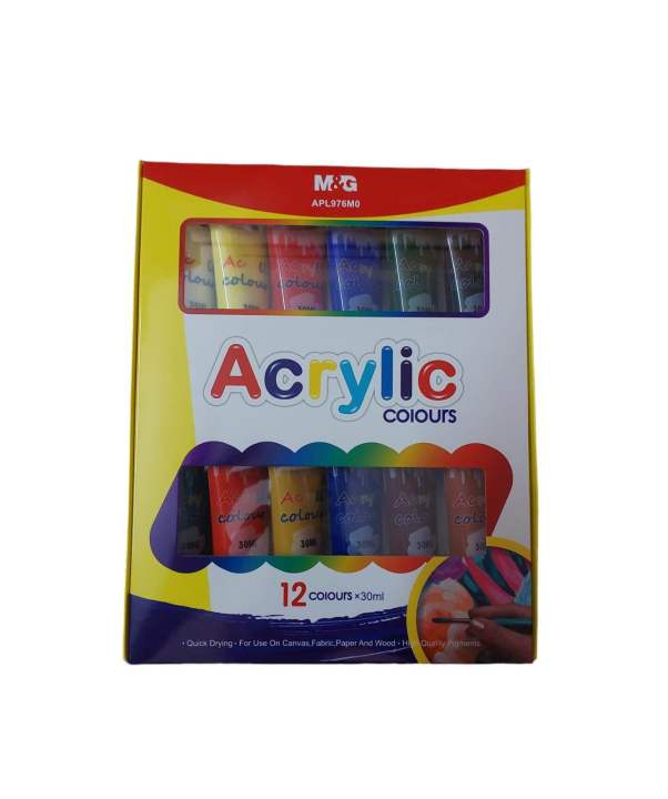 Acrylic Paints Set Of 12 colours (30ml per Tube) High quality pigements and best result