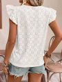 Women's elegant white crochet top. 