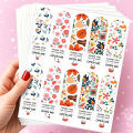 50 pieces Cute Floral Print Expression Rectangular "Thank You for Your Order" Seal Stickers, Paper Gift Item Sealing Labels, Fast Food Takeout Packaging Thank You Stickers, Matte Finish, Single Use.