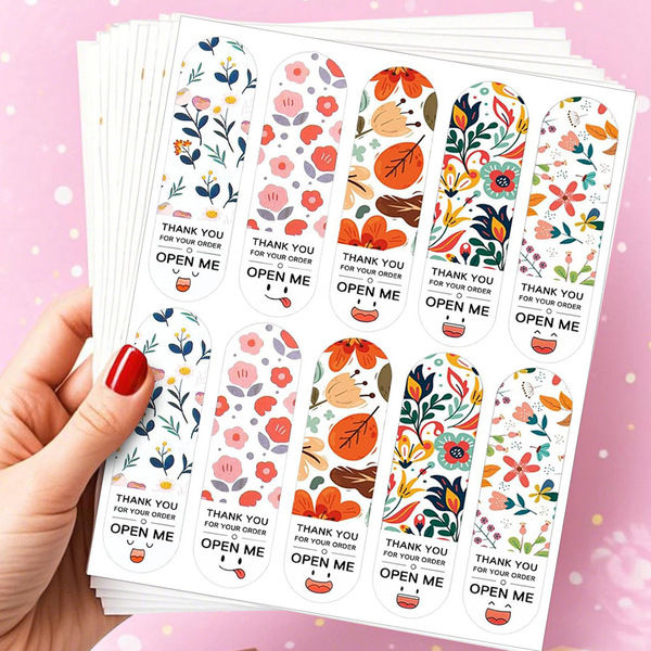 50%20pieces%20Cute%20Floral%20Print%20Expression%20Rectangular%20"Thank%20You%20for%20Your%20Order"%20Seal%20Stickers,%20Paper%20Gift%20Item%20Sealing%20Labels,%20Fast%20Food%20Takeout%20Packaging%20Thank%20You%20Stickers,%20Matte%20Finish,%20Single%20Use%20-%20Image%202