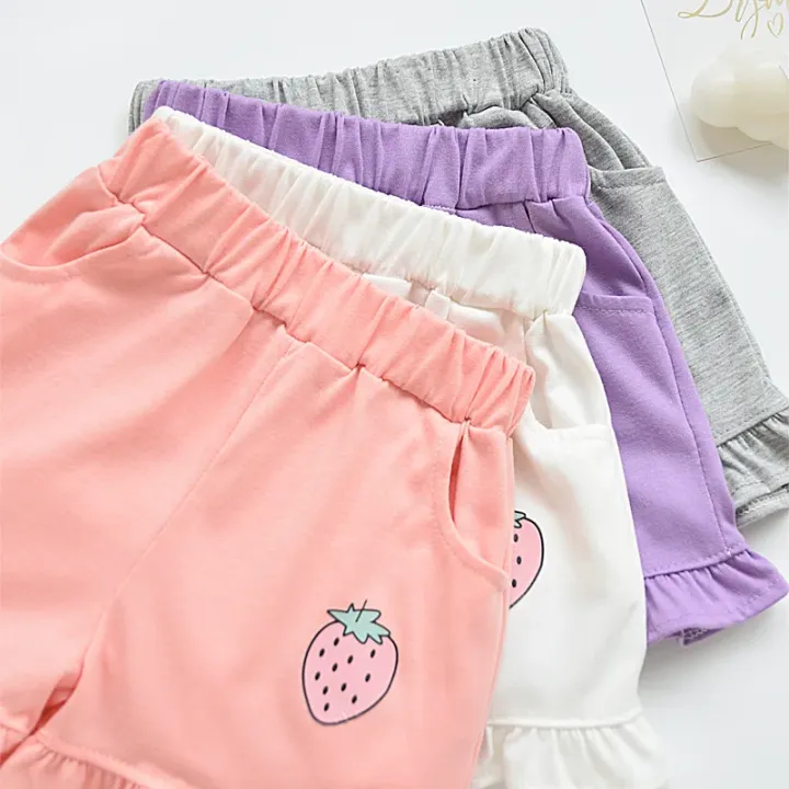 Kids%20Shorts%20Strawberry%20Printed%20Lace%20Baby%20Shorts%20Toddler%20Summer%20Clothes%20for%20Girls%202%20To%207%20Years%20Kids%20Shorts%20-%20Image%202
