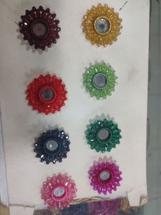 shisha buttons multi colored hande make with crystal moti 3 butons 300 rupees all colours availivle