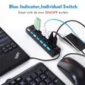 USB Hub 7 Port Multi USB Splitter Power Adapter Multiple Expander With On Off Switch For PC Laptop MacBook Accessories. 