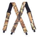 Heavy Duty Camouflage Suspenders for Men Work Outdoor Hunting 5cm/2inch X-back 4 Strong Clips Adjustable Elastic Trouser Braces.