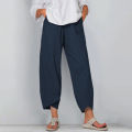 Women Cotton Linen Harem Pants Vintage Printed Wide Leg Trousers Casual Solid Pockets Harajuku High Waist Baggy Pants Joggers. 