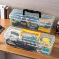 Transparent Handheld Toolbox Portable Large Capacity Thickened Plastic Hardware Tool Storage Box With Handle Tool Organizer Box.