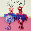 2pcs/set Game NEEDY GIRL OVERDOSE Rain Ame KAnge Acrylic Keychain Cartoon Figure Heart Pendant Keyring Cosplay Accessories Set.
