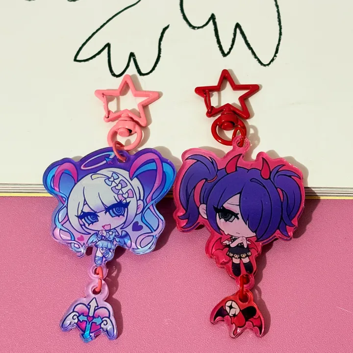2pcs/set%20Game%20NEEDY%20GIRL%20OVERDOSE%20Rain%20Ame%20KAnge%20Acrylic%20Keychain%20Cartoon%20Figure%20Heart%20Pendant%20Keyring%20Cosplay%20Accessories%20Set%20-%20Image%203