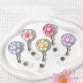 1pcs Cute Transparent Floral Badge Reel for Women Retractable Worker ID Card Pull Buckle Doctore Nurse ID Card Badge Holder Clip. 